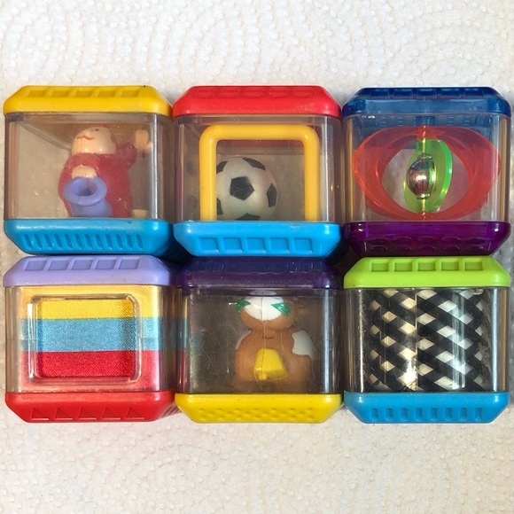 6 Vintage Fisher Price Peek-A-Boo Blocks. Mixed Themes. Set #4. - Picture 1 of 8